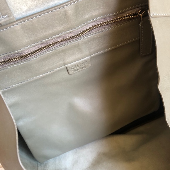 Celine Grey and Forest Green Leather tote - Picture 3 of 4
